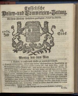 18. Stueck, Montag den 6ten May 1765