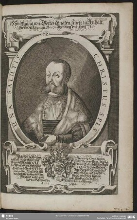 Wolffgang von Gottes Gnaden, Fürst zu Anhalt, Grave zu Ascanien, Herr zu Bernburg und Zerbst