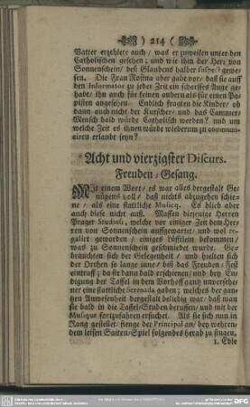 Acht und vierzigster Discurs. Freuden-Gesang