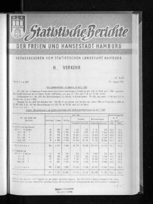 Der Fremdenverkehr in Hamburg im April 1959 : Lfd. Nr. 38