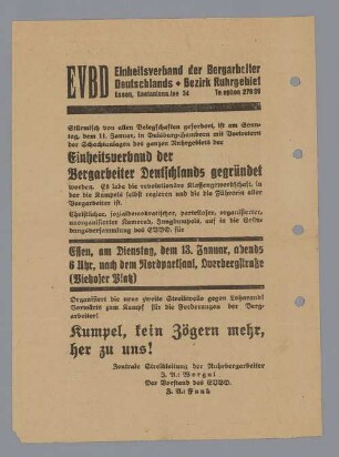 "Bergarbeiter! Jungkumpels!"