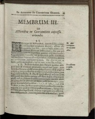 Membrum III. De Actionibus ex Conventione expressa oriundis
