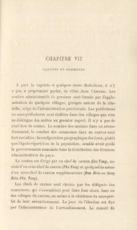 Chapitre VII. Cantons et communes