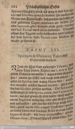 CAPUT LVI. Spiritum & Oleum ex Talco mit Salpeter zu machen.