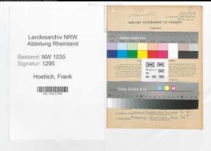 Entnazifizierung Frank Hoebich , geb. 15.10.1907 (Bauingenieur)