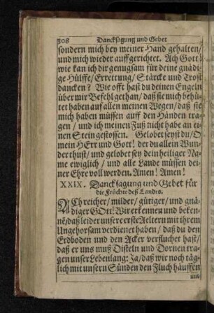 XXIX. Dancksagung und Gebet für die Früchte deß Landes.