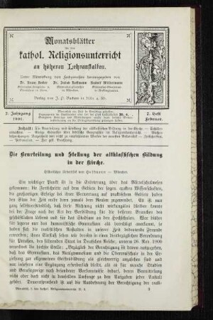 ¬Die¬ Beurteilung und Stellung der altklassischen Bildung in der Kirche : historischer Ueberblick