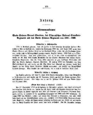 Commandeure der Garde-Husaren-Normal-Escadron, des Ostpreußischen National-Cavellerie-Regiments und des Garde-Husaren-Regiments von 1811-1869