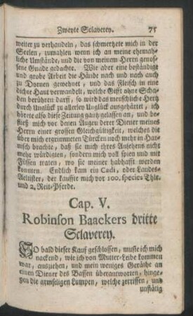 Cap. V. Robinson Baackers dritte Sclaverey