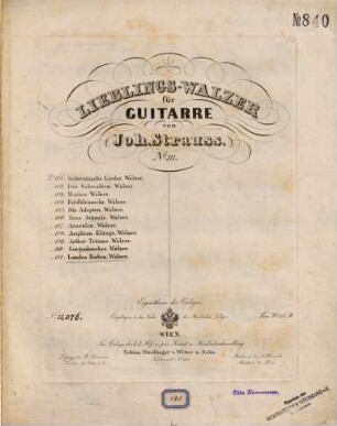 Lieblings-Walzer für Guitarre, 111. Landes-Farben : Walzer ; 232tes Werk