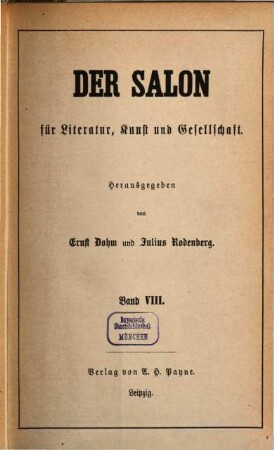Der Salon für Literatur, Kunst und Gesellschaft. 8, 8. [1871]