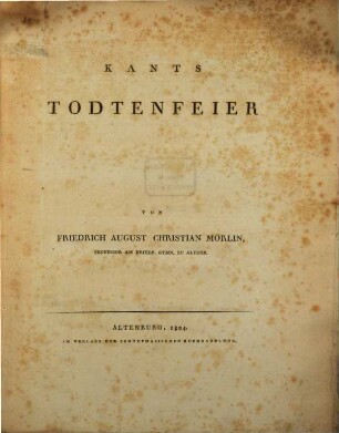 Kants Todtenfeier