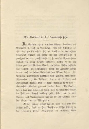 Der Berliner in der Sommerfrische