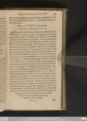 Epist. XXXIV. Antverpiam. Petro Scholirio, V. C.