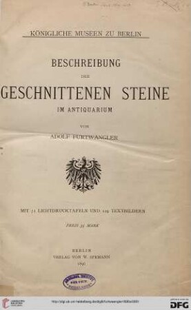 Beschreibung der geschnittenen Steine im Antiquarium