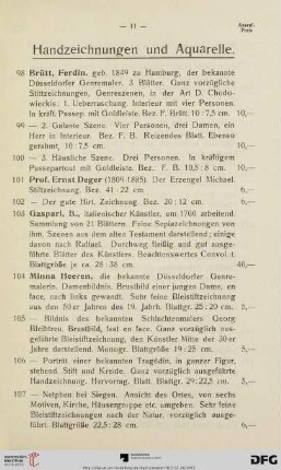 Handzeichnungen und Aquarelle (Nr. 98-131)