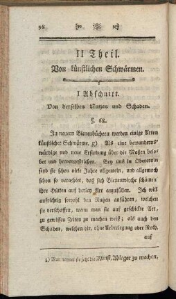 II Theil. Von künstlichen Schwärmen.