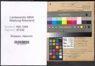 Entnazifizierung Heinrich Van Rossum , geb. 25.11.1888 (Arbeiter)