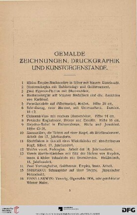 Gemälde, Zeichnungen, Druckgraphik und Kunstgegenstände (Nr. 1-564)