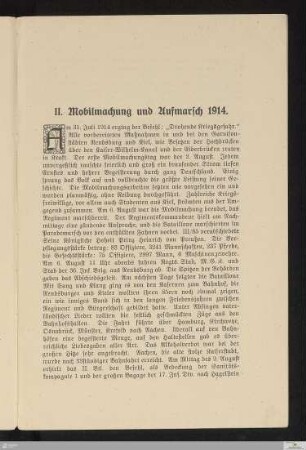 II. Mobilmachung und Aufmarsch 1914