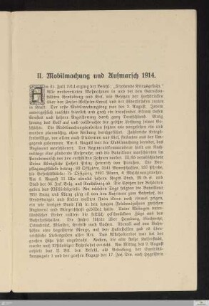 II. Mobilmachung und Aufmarsch 1914