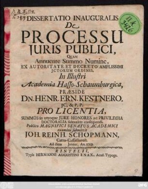 Dissertatio Inauguralis De Processu Juris Publici
