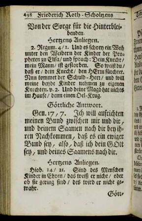 Von der Sorge für die Hinterbleibenden. - Andächtiges Gebet und Seufftzer.