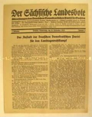 Mitteilungsblatt der DDP Sachsen zur Landtagswahl 1926