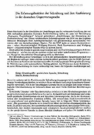 Die Erfassungsfunktion der Schreibung und ihre Realisierung in der deutschen Gegenwartssprache