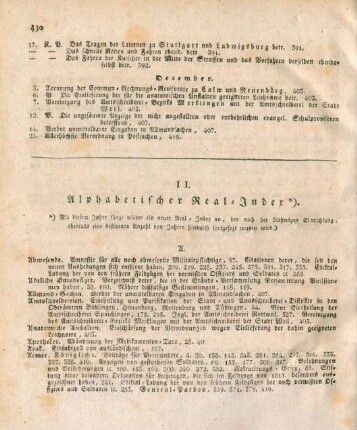 II. Alphabetischer Real-Index