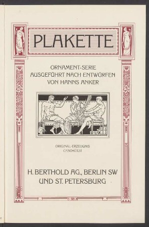 Plakette : Ornament-Serie ausgeführt nach Entwürfen von Hanns Anker