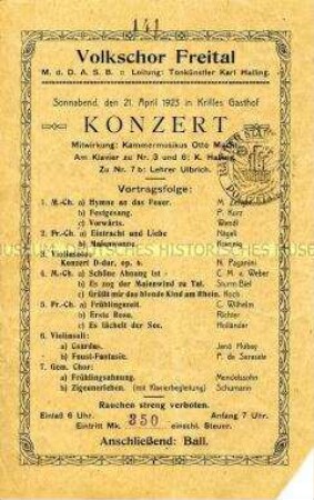 Konzertprogramm des Volkschores Freital