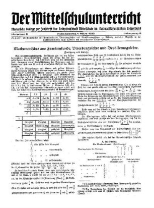 Mathematisches aus Familienkunde, Vererbungskunde und Bevölkerungslehre : (Fortsetzung und Schluß)