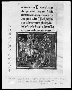Perikopenbuch aus dem Benediktinerinnenkloster Sankt Erentrud auf dem Nonnberg — Flucht nach Ägypten, Folio 14recto