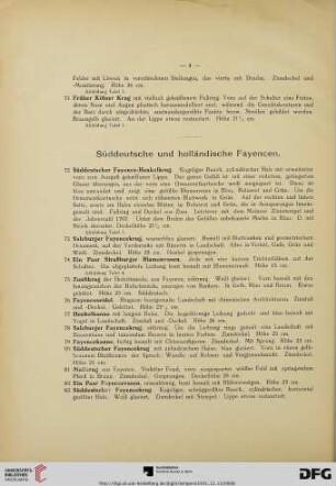 Süddeutsche und holländische Fayencen (Nr. 72-128)