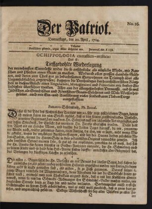 No. 16. Donnerstags, den 20. April, 1724