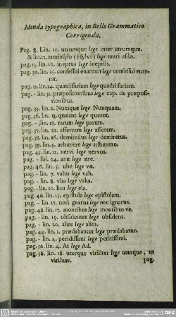 Menda typographica, in Bello Grammatico Corrigenda