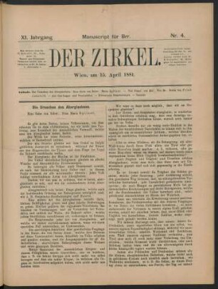 Nr. 4. Wien, am 15. April 1881.