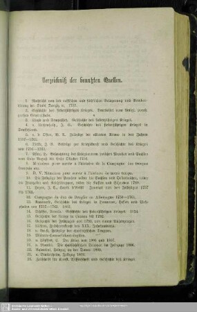 Verzeichniß der benutzten Quellen