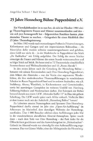 25 Jahre Henneberg Bühne Poppenbüttel e.V.