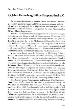 25 Jahre Henneberg Bühne Poppenbüttel e.V.