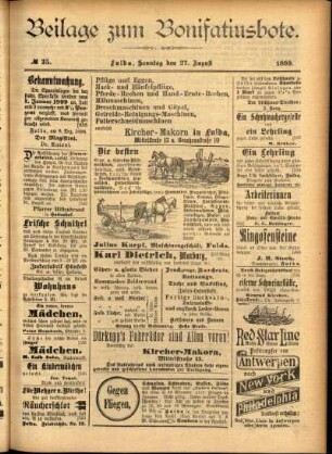 Zweite Ausgabe vom Sonntag, den 27. August 1899.