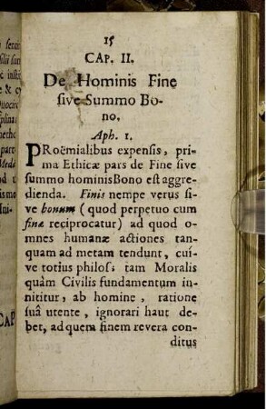 Cap. II. De Hominis Fine sive Summo Bono.