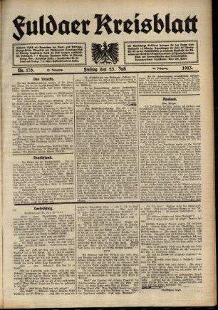 Ausgabe vom Freitag, den 25. Juli 1913.