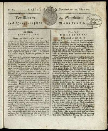No. 26, Sonnabend den 28. Maerz 1812