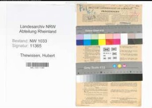 Entnazifizierung Hubert Thewissen , geb. 13.04.1915 (Polizteibeamter)
