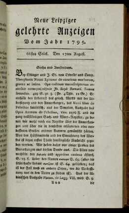 66stes Stück. Den 17ten August.