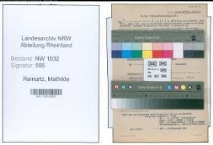 Entnazifizierung Mathilde Reinartz , geb. 07.12.1887 ()