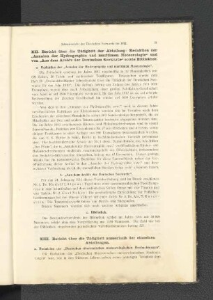 a. Redaktion der "Annalen der Hydrographie und maritimen Meteorologie".