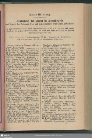 Dritte Abteilung. Einteilung der Stadt